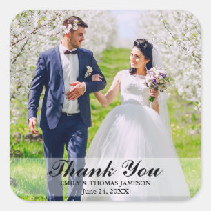 Wedding Bride and Groom Photo Thank You Stickers S