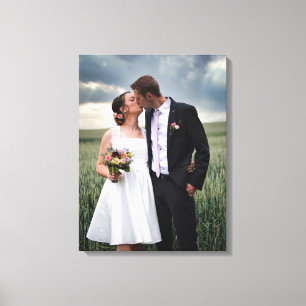 Wedding Bride and Groom Photo with Details Canvas 