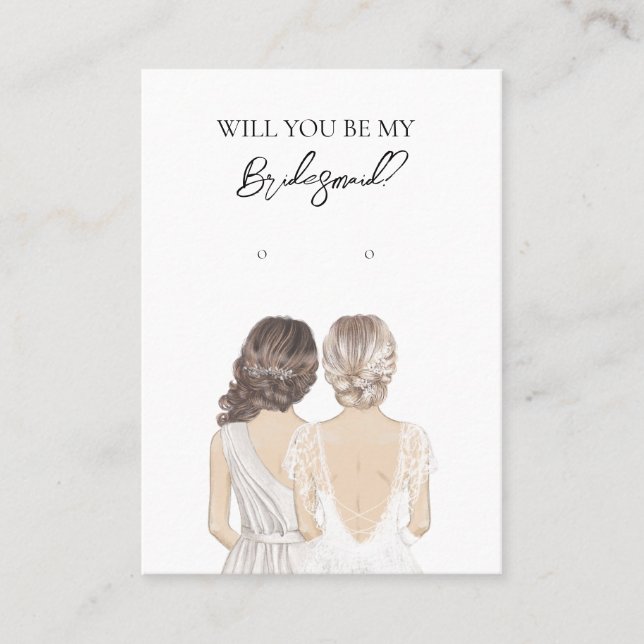 Wedding Bride Bridesmaid Earring Display Card (Front)