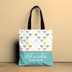 Wedding Bride Diamond Chic Modern Personalised Tote Bag