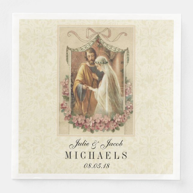 Wedding Bride Groom Catholic Marriage Mary Joseph Napkin (Front)
