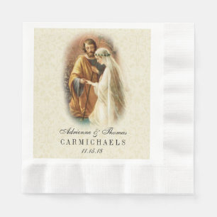 Wedding Bride Groom Catholic Marriage Mary Joseph Napkin