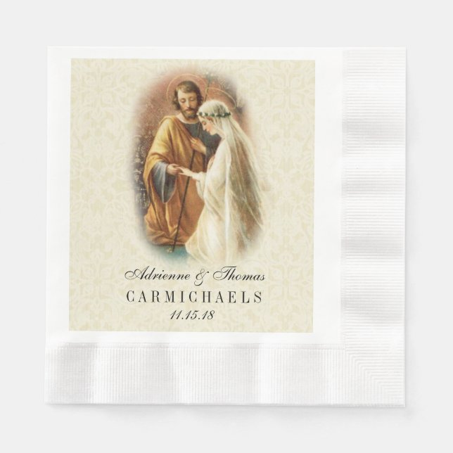 Wedding Bride Groom Catholic Marriage Mary Joseph Napkin (Front)
