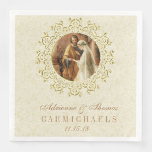 Wedding Bride Groom Catholic Marriage Mary Joseph Napkin