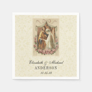 Wedding Bride Groom Catholic Marriage Mary Joseph Napkin
