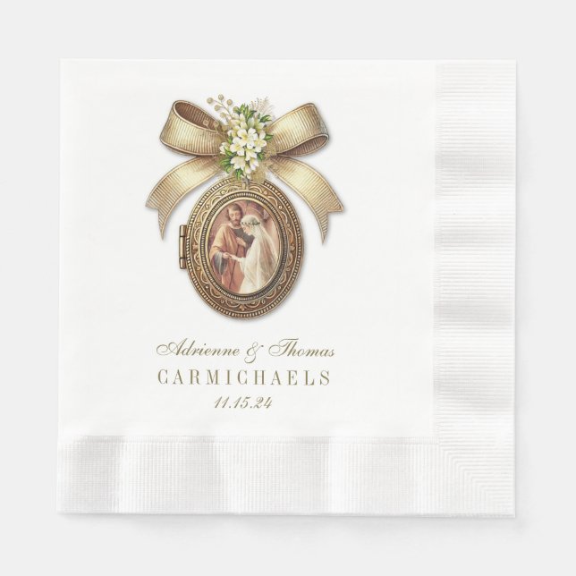Wedding Bride Groom Catholic Matrimony Mary Joseph Napkin (Front)