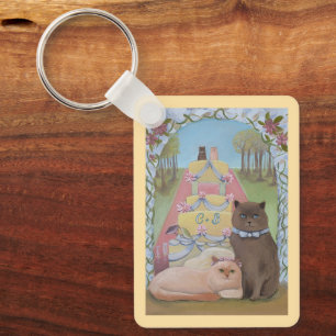 Wedding Bride & Groom Cats Personalised Key Ring