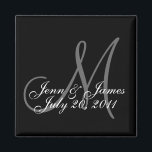 Wedding Bride Groom Date Monogram Black Magnet<br><div class="desc">Wedding Bride Groom Names Monogram Black Magnet. Customise the colours and personal information. These make great wedding favours.</div>