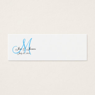 Wedding Bride Groom Date Monogram BlueProfile Card