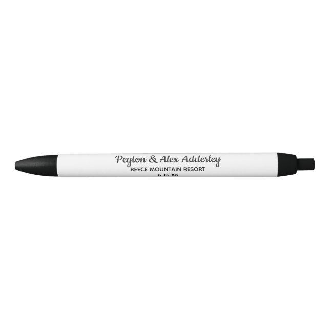 Wedding Bride Groom Guest Gift Black Ink Pen (Front)