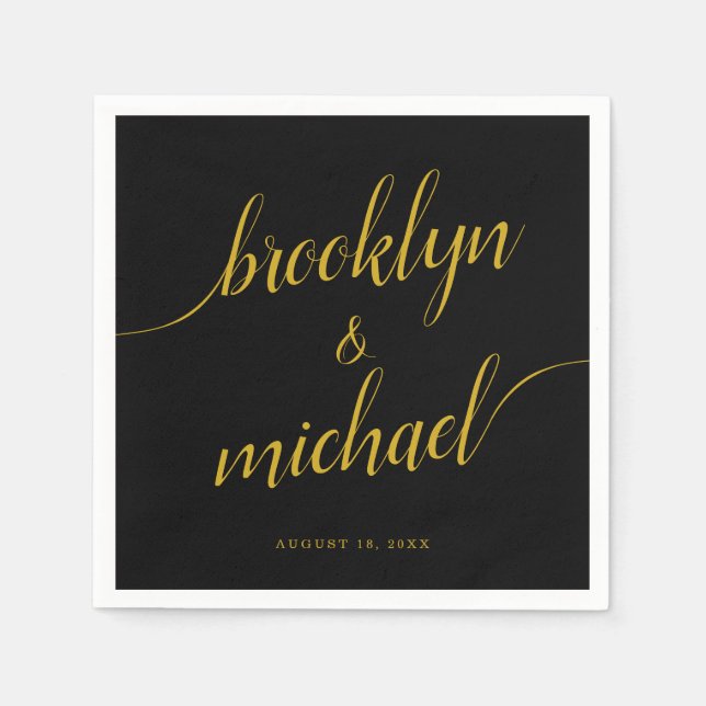 Wedding Bride & Groom Handwritten Calligraphy Napkin (Front)