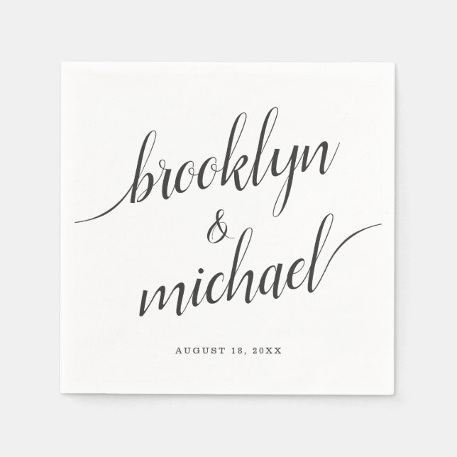 Wedding Bride & Groom Handwritten Calligraphy Napkin (Front)