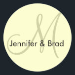 Wedding Bride Groom Ivory Cream Monogram Sticker<br><div class="desc">Customisable with your names,  monogram and 100s of colours to choose from. by Elke Clarke©2009. More designs available at WhiteWhimsicialWeddings.blogspot.com</div>