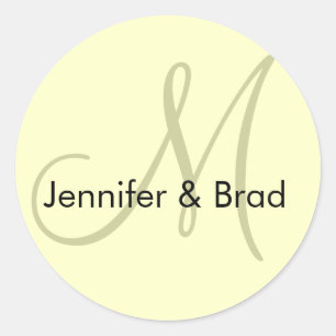 Wedding Bride Groom Ivory Cream Monogram Sticker