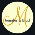 Wedding Bride Groom Ivory Gold Monogram Sticker<br><div class="desc">Customisable with your names,  monogram and 100s of colours to choose from. by Elke Clarke©2009. More designs available at WhiteWhimsicialWeddings.blogspot.com</div>