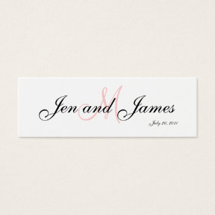 Wedding Bride Groom Monogram Pink Profile Card