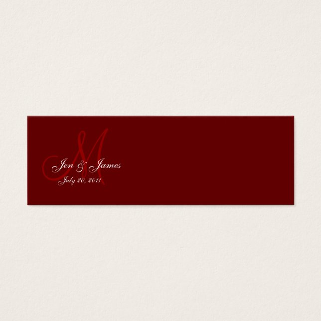 Wedding Bride Groom Monogram Wine Profile Card (Front)