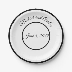 Wedding Bride & Groom Name & Date Paper Plates