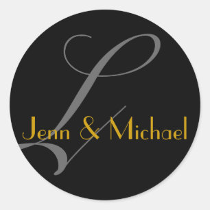 Wedding Bride Groom Names Monogram L Gold Seal