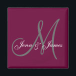 Wedding Bride Groom Names Monogram Wine Magnet<br><div class="desc">Wedding Bride Groom Names Monogram Magnet. Customise the colours and personal information. These make great wedding favours.</div>