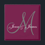 Wedding Bride Groom Names Monogram Wine Magnet<br><div class="desc">Wedding Bride Groom Names Monogram Magnet. Customise the colours and personal information. These make great wedding favours.</div>