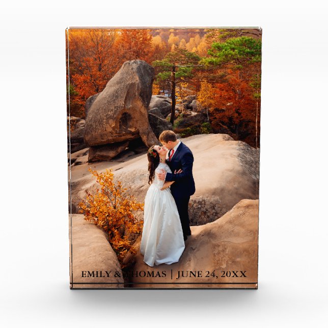 Wedding Bride & Groom Photo Block Names Date (Front)