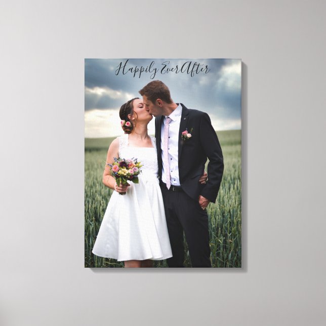 Wedding Bride & Groom Photo Happily Ever After Canvas Print (Front)