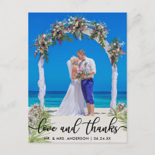 Wedding Bride Groom Photo Love and Thanks Postcard