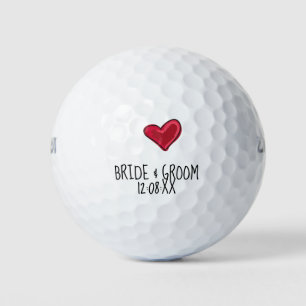 Wedding Bride & Groom with Date with love Golf Balls