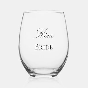 Wedding Bride Personalised Customisable Stemless Wine Glass
