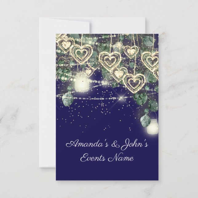 Wedding Bride Rustic Wood Gold Royal Blue Navy Invitation (Back)