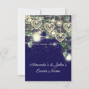 Wedding Bride Rustic Wood Gold Royal Blue Navy Invitation