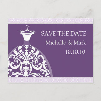 Wedding Bride Save the Date Purple Card