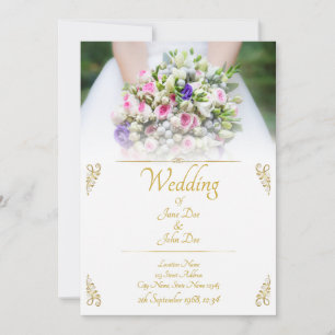 Wedding - bride with colourful wedding bouquet announcement