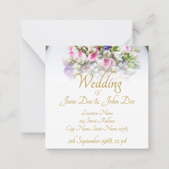 Wedding - bride with colourful wedding bouquet card (Front)