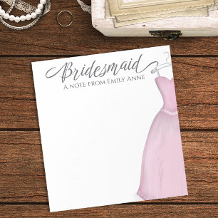 Wedding Bridesmaid Elegant Pink Vintage Dress Notepad