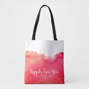Wedding bridesmaid gift happily ever after red tote bag