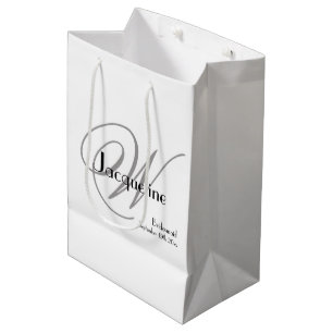 Wedding Bridesmaid Gift Monogram Chic Modern Medium Gift Bag