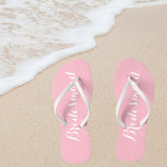 Wedding Bridesmaid Trendy Pink<br><div class="desc">Gift your wedding bridesmaids with these stylish bridesmaid flip flops that are a trendy,  pink colour along with white,  stylised script to complement your similar wedding colour scheme. Select foot size along with other options. Available in many,  popular bridesmaid wedding colour schemes.</div>
