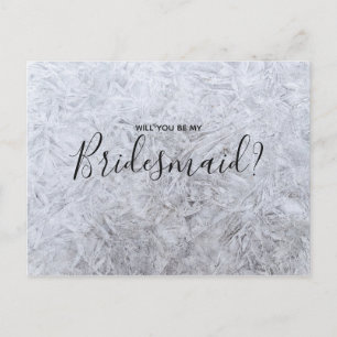 Wedding Bridesmaid   White modern woodchip Elegant Invitation Postcard
