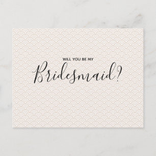 Wedding Bridesmaid   White Pink Pattern Elegant Invitation Postcard