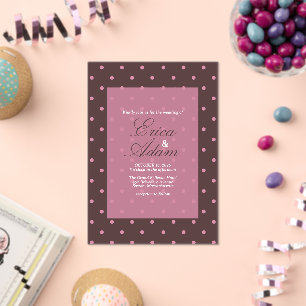 Wedding Brown & Pink Polkadots Pattern Boho Polka Acrylic Invitations
