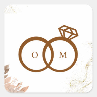 WEDDING BROWN SQUARE STICKER