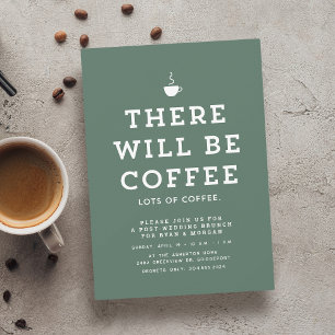 Wedding brunch fun simple sage green coffee invitation