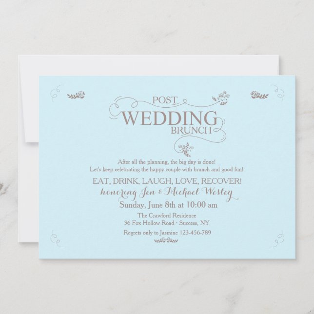 Wedding Brunch in Blue Invitation (Front)