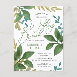 Wedding Brunch Watercolor Tea Leaves Foliage Invitation