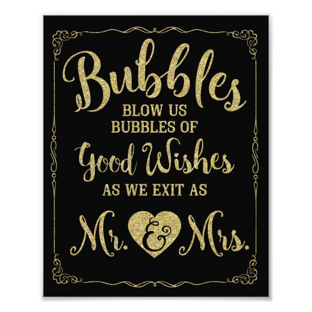 Wedding bubble sign wedding poster, gold wedding (Front)