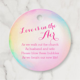 Wedding Bubbles Bottle instruction watercolor tags