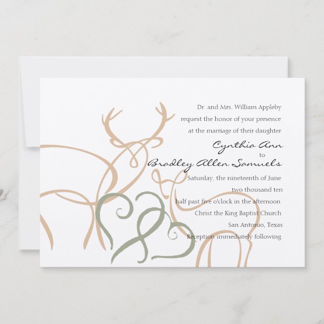 Wedding Buck and Doe in Love Invitation (Front)