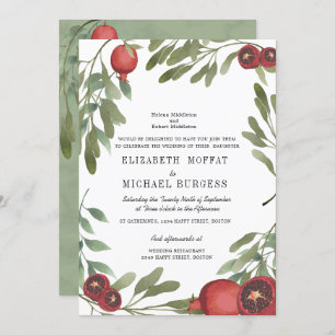 Wedding Burgundy Botanical Marble Boho Greenery Invitation